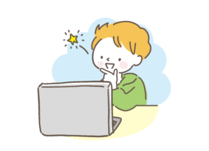 パソコンを見る少年のイラスト
