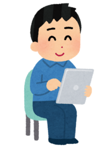 タブレットを触る男性